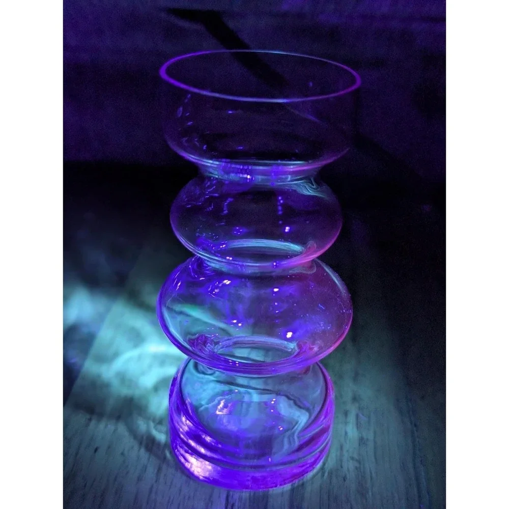 Set of 3 Lavender Purple Bubble Glass Vases Mid Century Modern Stacked Bud Vases